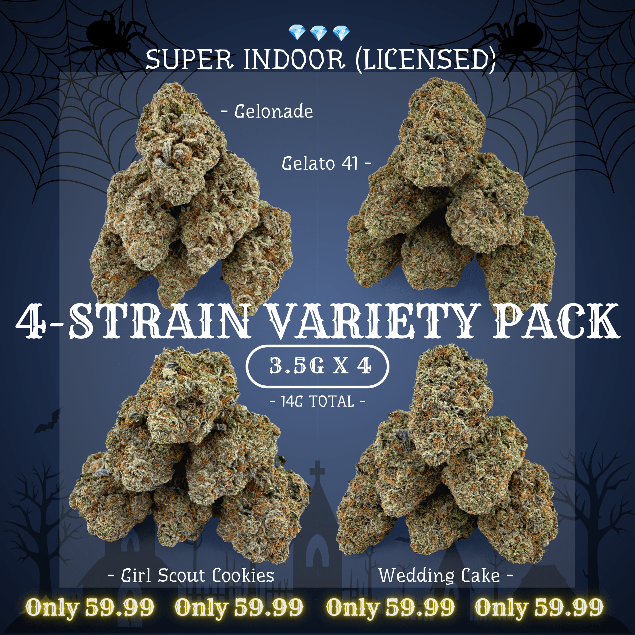 3.5G × 4 Super Indoor Strain Pack–$59.99 - Valley Hemp