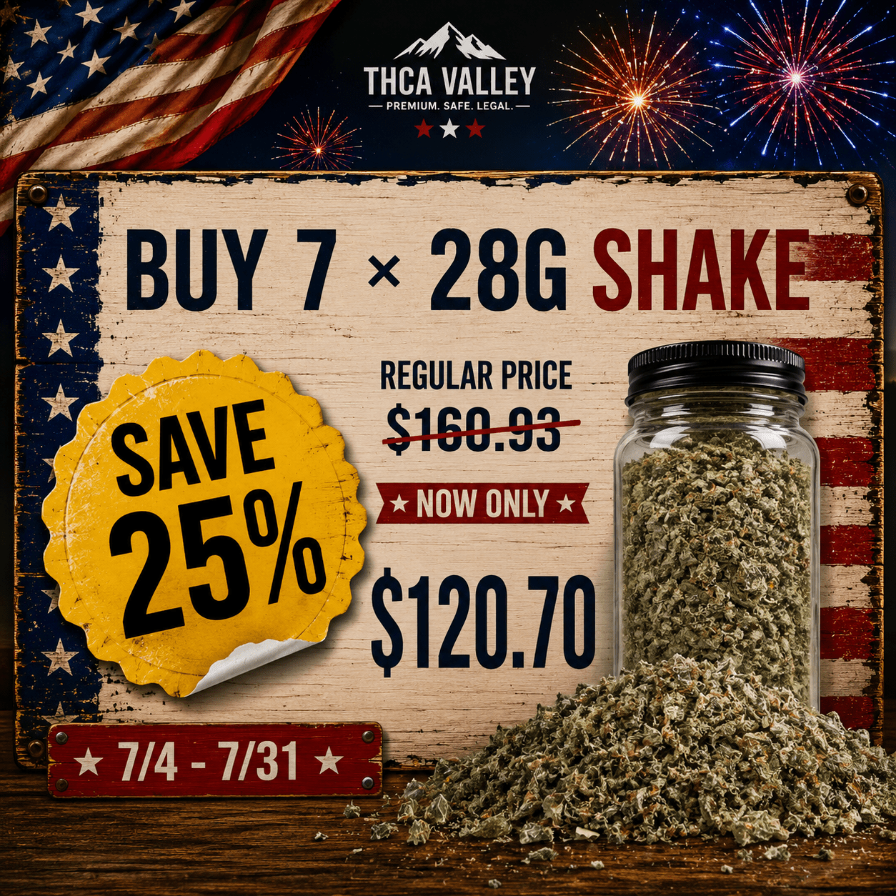 🇺🇸 4th of July 7-Strain Shake Surprise Pack (Save25%) - Valley Hemp