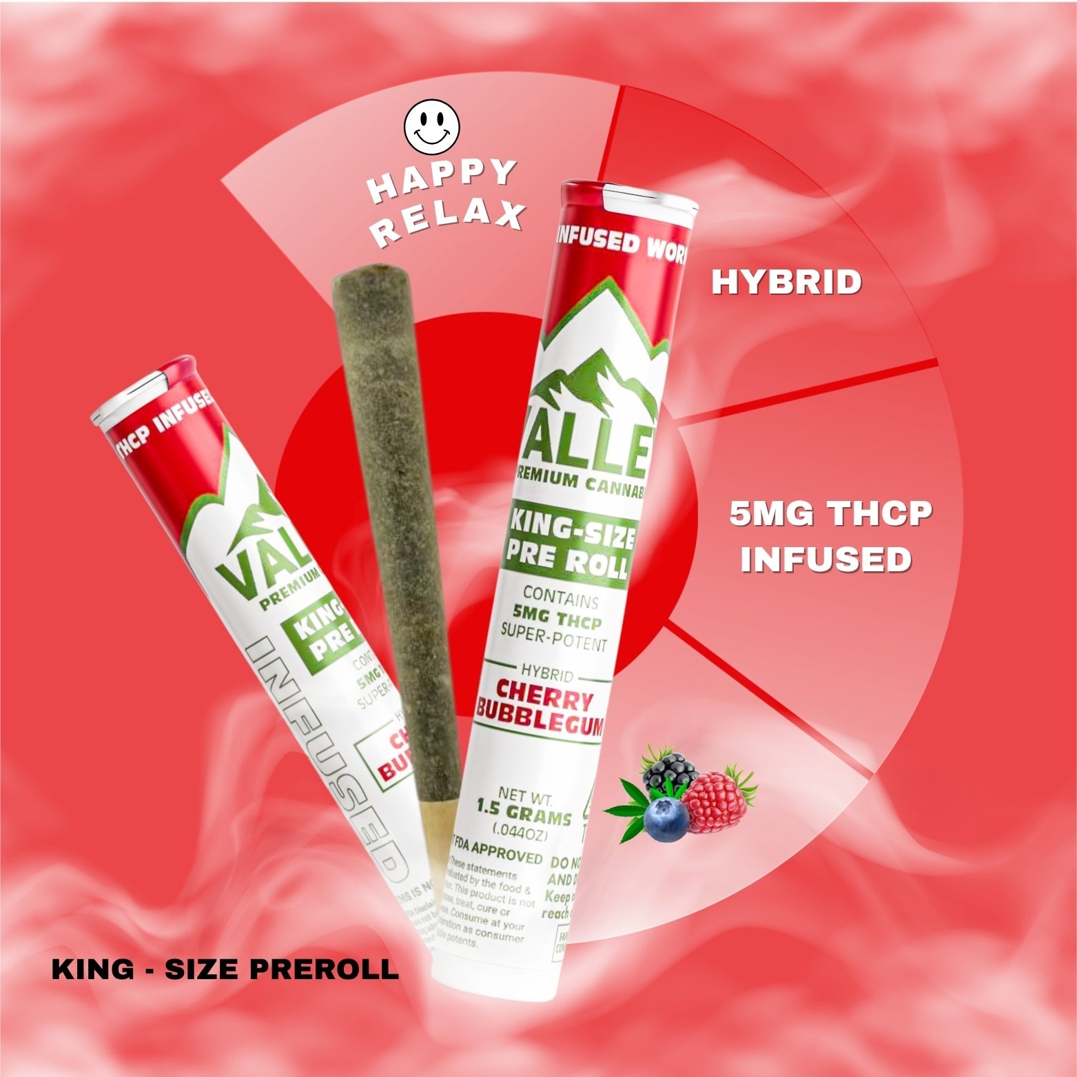 King Size Pre - roll Cherry Bubblegum - Valley Hemp