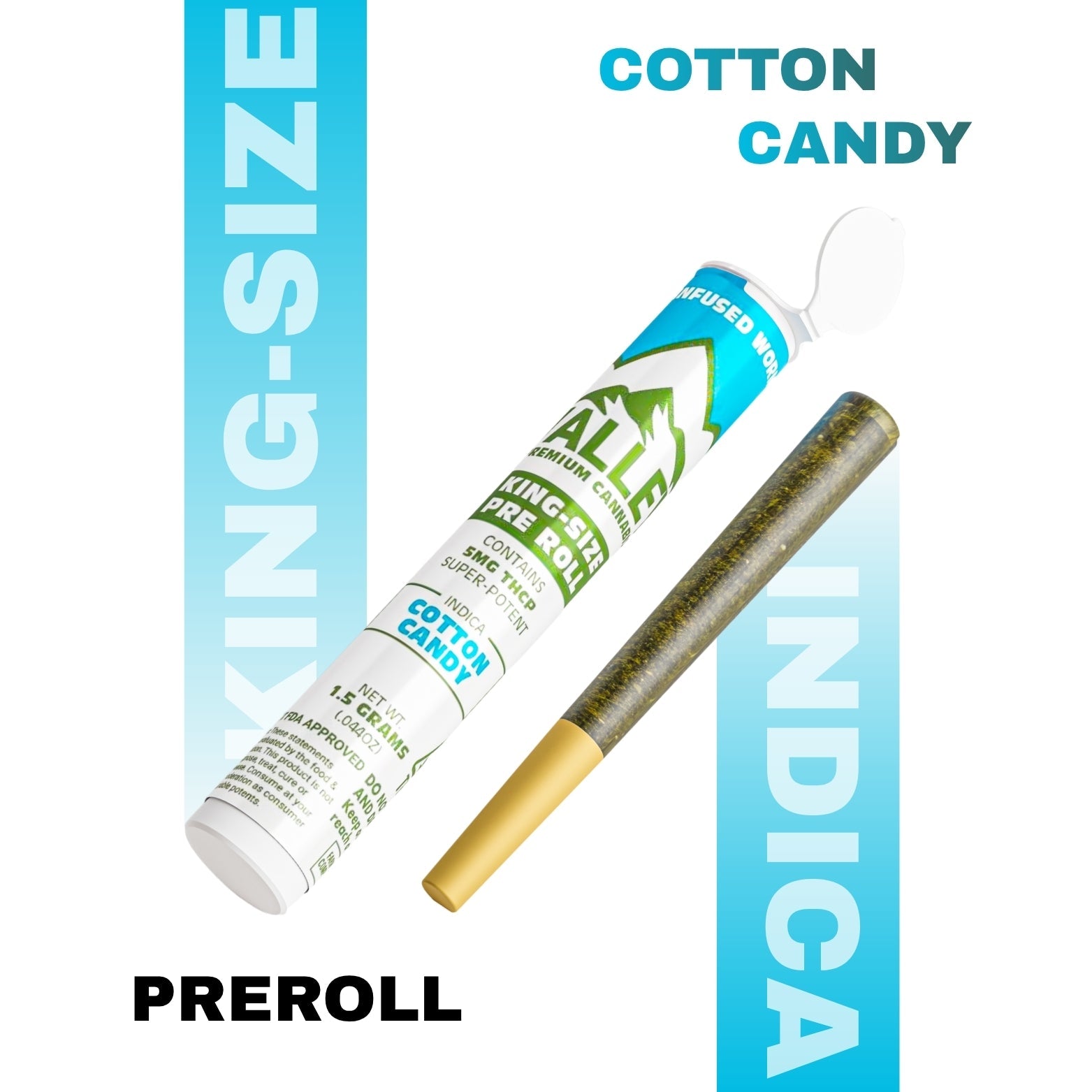 King Size Pre - roll Cotton Candy - Valley Hemp