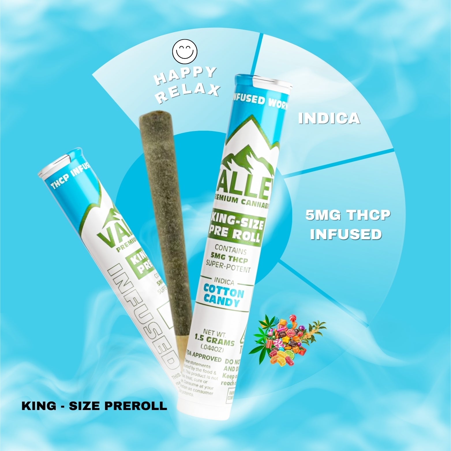 King Size Pre - roll Cotton Candy - Valley Hemp