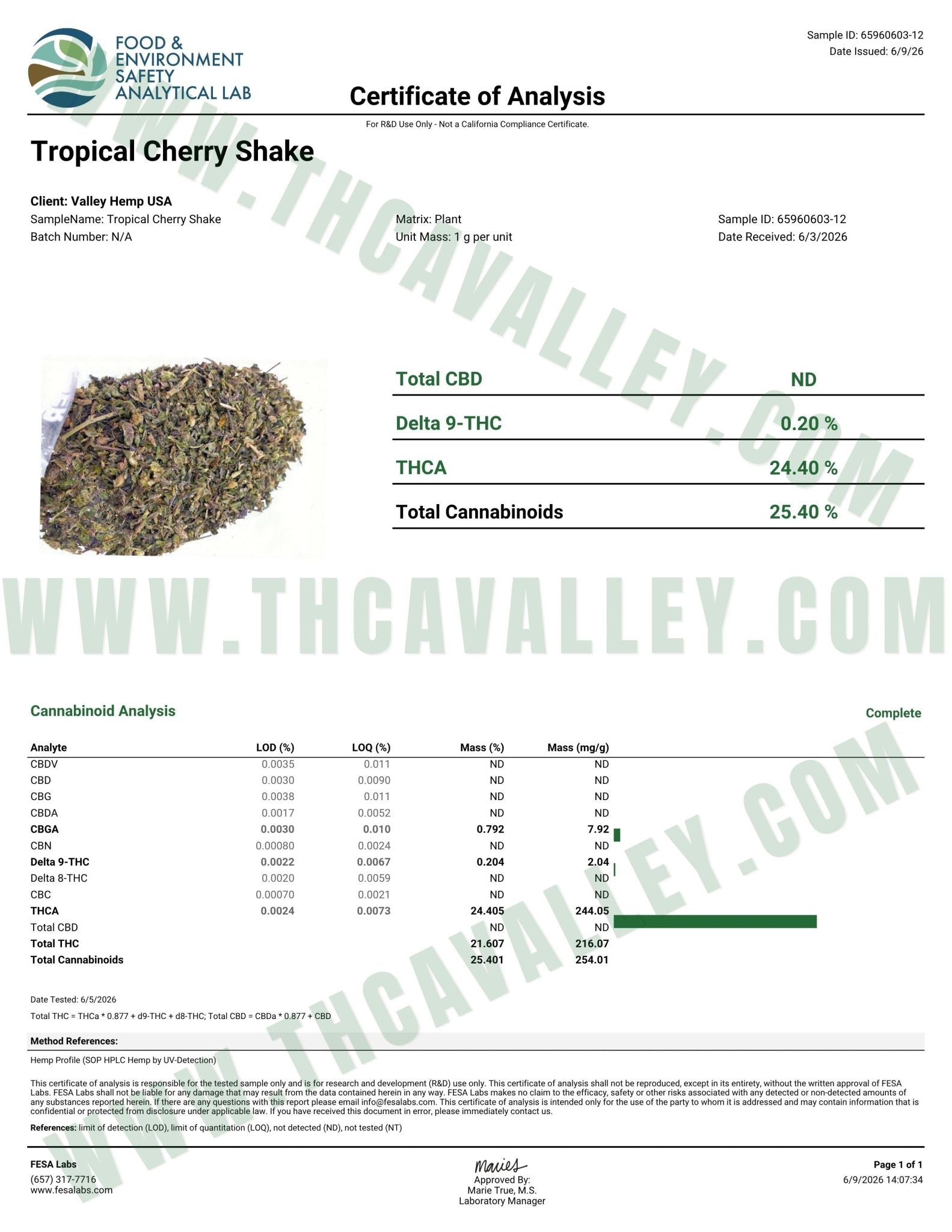 No1 New. Tropical Cherry THCa Shake (Wholesale) - Valley Hemp