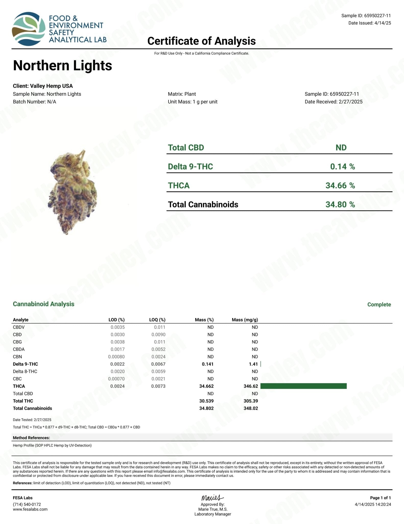 Northern Lights (Wholesale) - Valley Hemp
