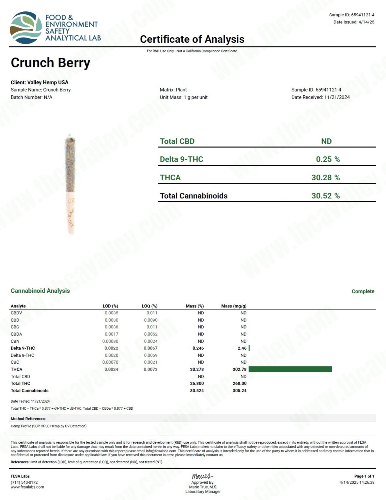 THCa Classic Preroll Crunch Berry - Valley Hemp
