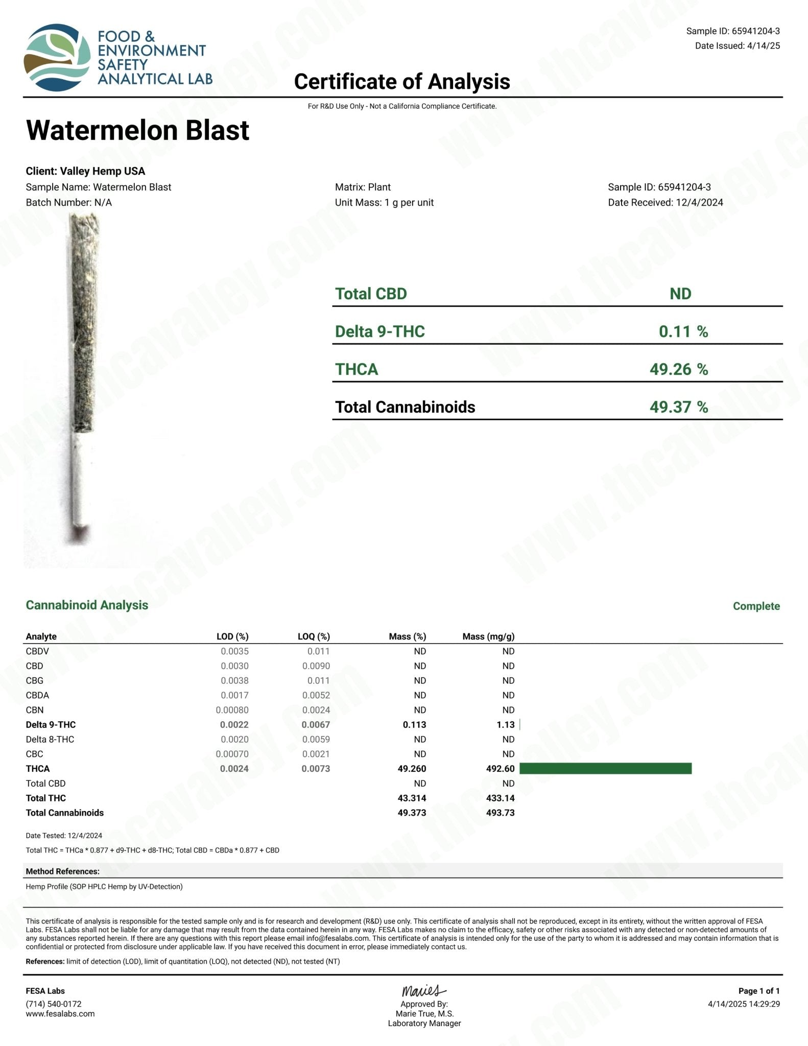 THCa Half & Half Preroll - Watermelon Blast - Valley Hemp